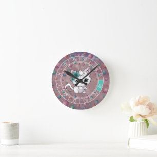 Zodiac Virgo Niedlich Cat Wheel Planet Astrologie Runde Wanduhr