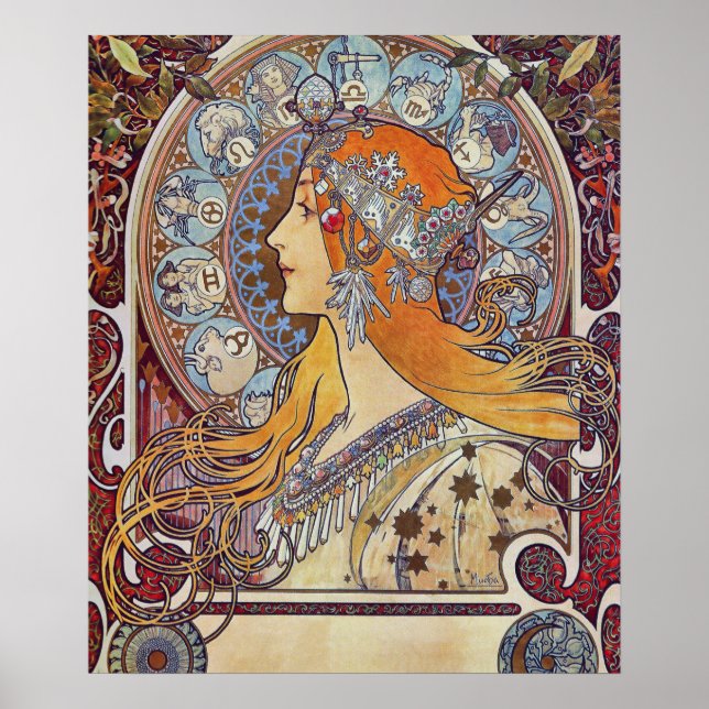 Zodiac von Alphonse Mucha Poster (Vorne)