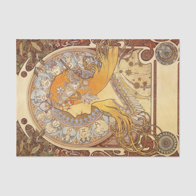 Zodiac von Alphonse Mucha Tissue Paper Seidenpapier (Vorderseite)