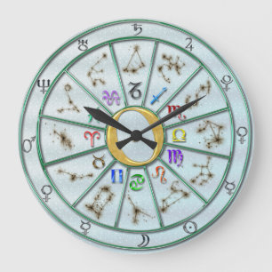 Zodiac Wheel Clock+gift Große Wanduhr