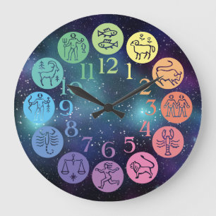 Zodiac Wheel farbige Horoskop-Zeichen kosmisch Große Wanduhr