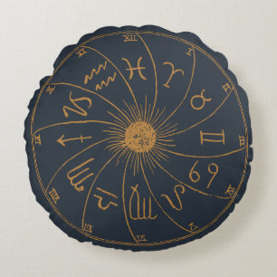 Zodiac Wheel - Glücksspiel Rundes Kissen