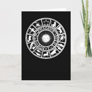 Zodiac Wheel mit Sun- und Astrologie-Symbolen Karte