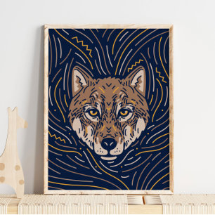 Zodiac Wolf Animal Print Wolf Print Poster