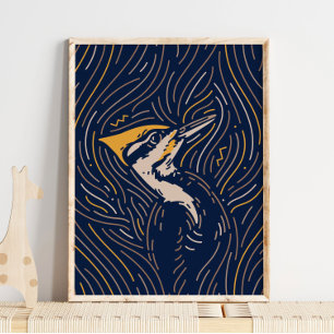 Zodiac Woodpecker Animal Print   Woodpecker Print Poster
