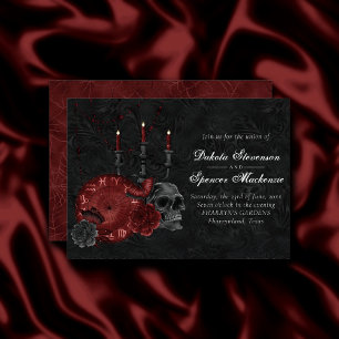 Zodiac-Zauber Rubinrot   Henna-roter Gothic-Totenk Einladung