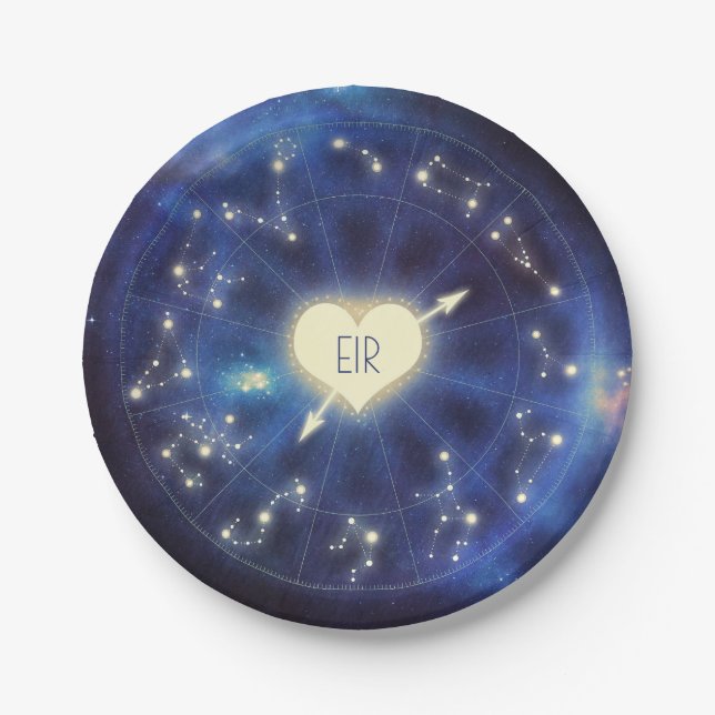 Zodiac-Zeichen | Constellation Starry Night Weddin Pappteller (Vorderseite)