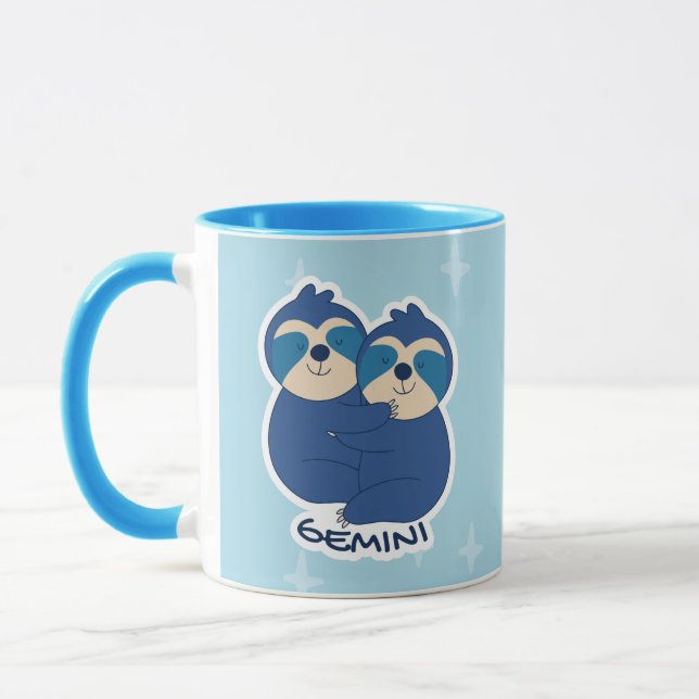 ZODIAC-ZEICHEN MIT SLOTHEN UND KAFFEE GEMINI TASSE (Links)