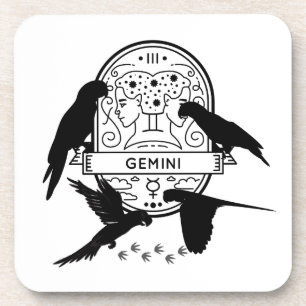 Zodiac-Zeichen und Matching-Haustiere. Gemini - Pa Getränkeuntersetzer