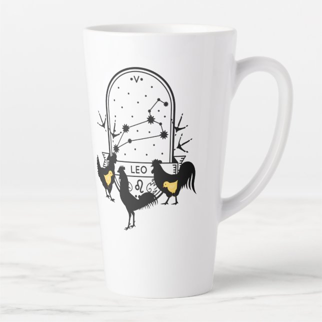 Zodiac-Zeichen und Matching-Haustiere. Leo - Huhn. Milchtasse (Rechts)
