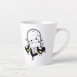Zodiac-Zeichen und Matching-Haustiere. Leo - Huhn. Milchtasse