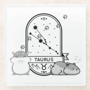 Zodiac-Zeichen und Matching-Haustiere. Taurus - Ha Glasuntersetzer