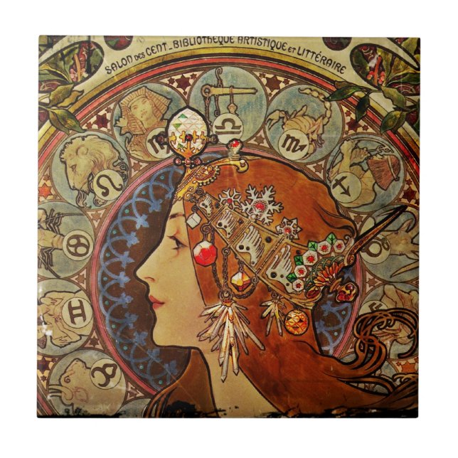 Zodiak Woman von Mucha Fliese (Vorderseite)