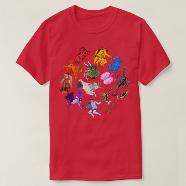 Zodiakische Symbole astrologische Zeichenkonstella T-Shirt (Design vorne)