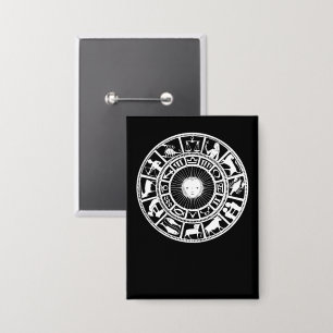 Zodiakrad mit Sonne und Astrologiesymbolen Button