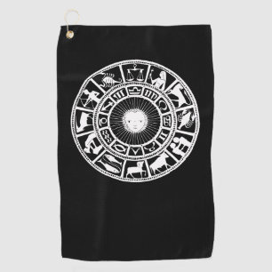 Zodiakrad mit Sonne und Astrologiesymbolen Golfhandtuch