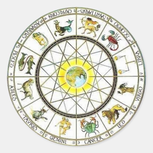 Zodiaksticker Runder Aufkleber (Vorderseite)