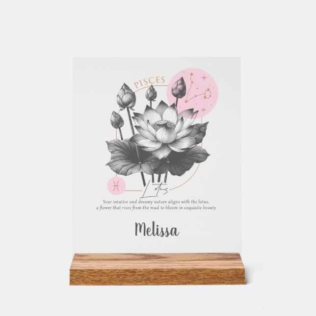 Zodiaque Birth Flower Art Personalized Pisces (Recto)