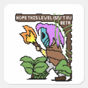 Zoe Pixel Sign – “Beta-Level?” Quadratischer Aufkleber