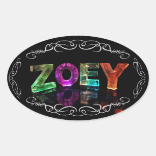 Zoey - Der Name Zoey in 3D Lights (Foto) Ovaler Aufkleber