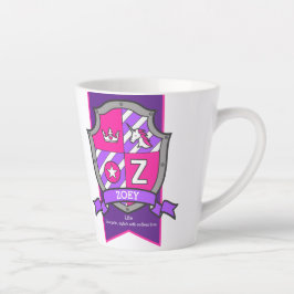 Zoey Name bedeutet Ritter lila rosa Buchstabe Z Milchtasse
