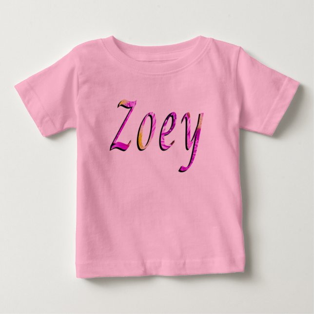Zoey, Name, Logo, Baby Girl Pink T - Shirt (Vorderseite)