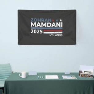 Zohran Mamdani Für NYC Bürgermeister USA Demokrate Banner