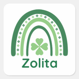Zolita Name Clover Boho Rainbow Quadratischer Aufkleber