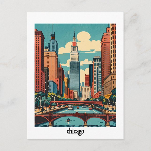 Zoll Chicago Illinois Postkarte (Vorderseite)