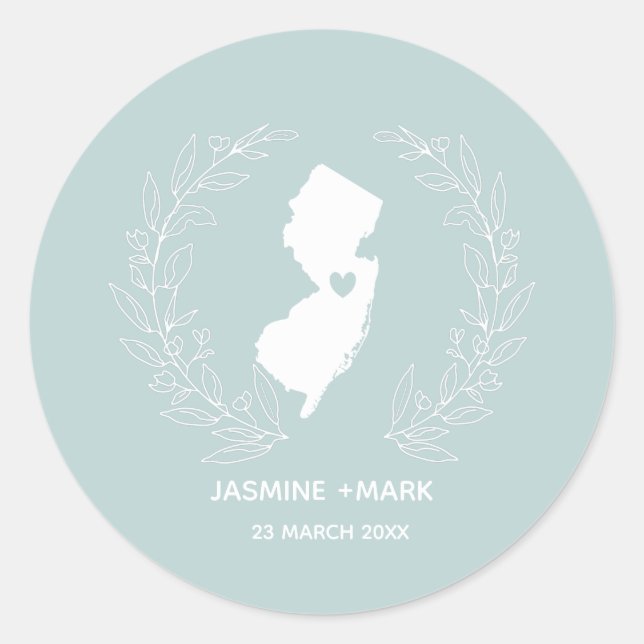 Zoll für New Jersey-Gastgeschenke Hochzeiten Runder Aufkleber (Vorderseite)