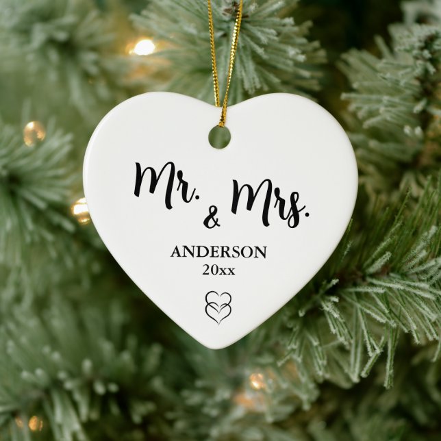 Zoll Herr & Frau Weihnachtsname und Jahr Keramik Ornament (Baum)