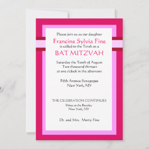Zoll Rosa Bat Mitzvah Einladungen