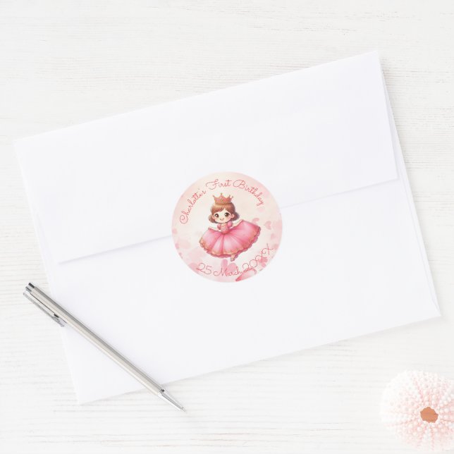 Zoll rosa Prinzessin Runder Aufkleber (Umschlag)