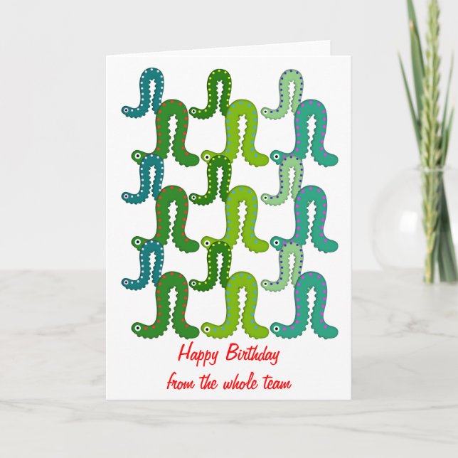 Zoll-Wurm-Drillteam-Geburtstag Karte (Vorderseite)