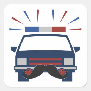 Zollaufkleber der Mustache Police Quadratischer Aufkleber