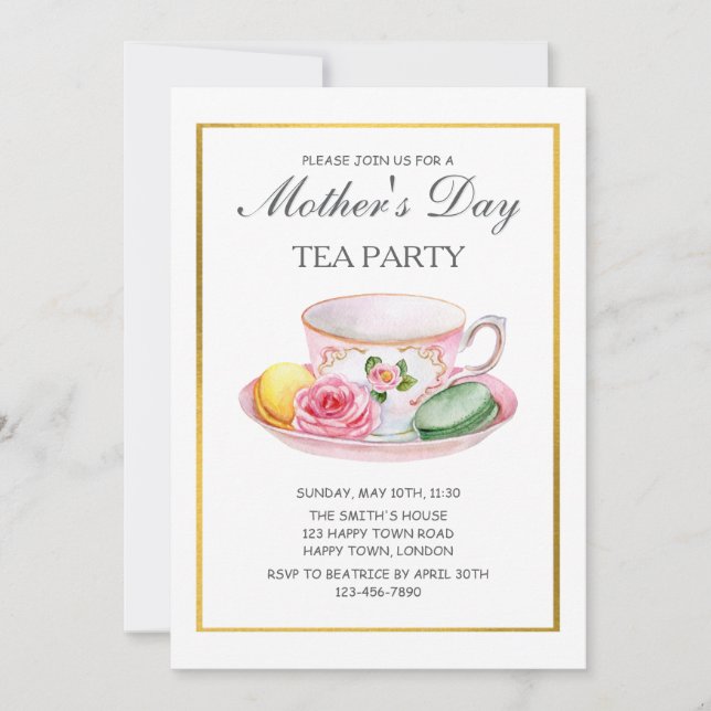 ZOLLBARE MUTTER-TAG-TEA-PARTY EINLADUNG (Vorderseite)