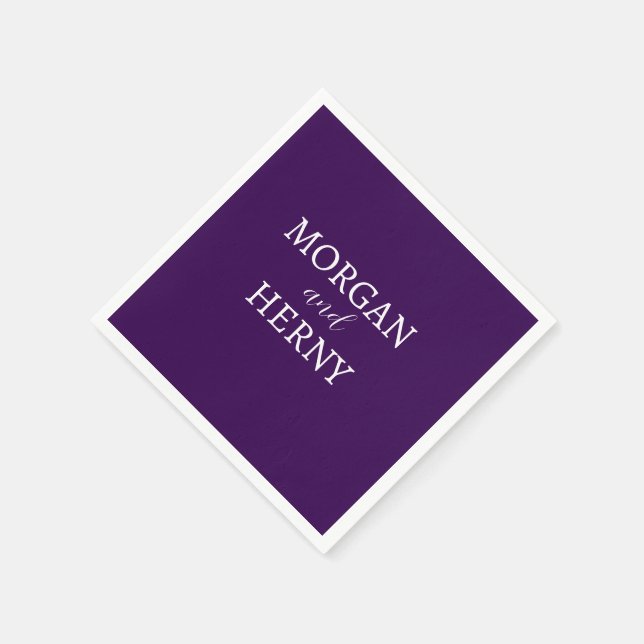 ZOLLBEZEICHNUNG STILISCH MODERN DUNKEL LILA WEDD SERVIETTE (Ecke)