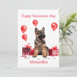 Zolldeutscher Hirte mit Geschenkboxen Valentine Feiertagskarte