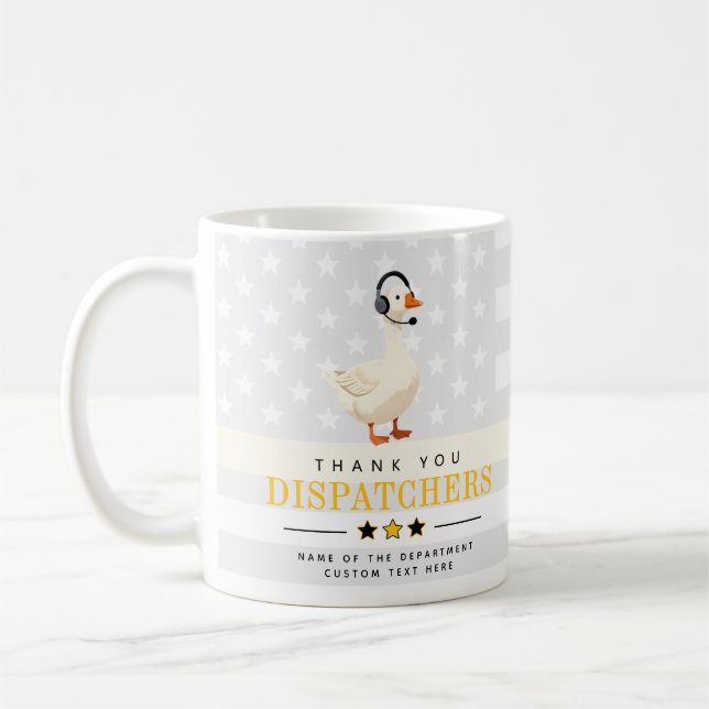Zollengerichtete Gans mit Headset Danke Kaffeetasse (Links)