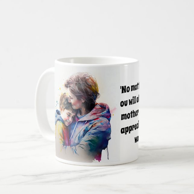 ZOLLGEWÄSSERSPORTRAT VON MAMA UND SOHN KAFFEETASSE (Vorderseite Links)