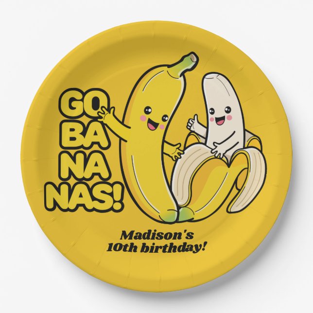 Zollkodex für niedliche Bananen Pappteller (Vorderseite)