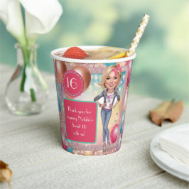 Zollname und Glitzer Süß 16 Pappbecher