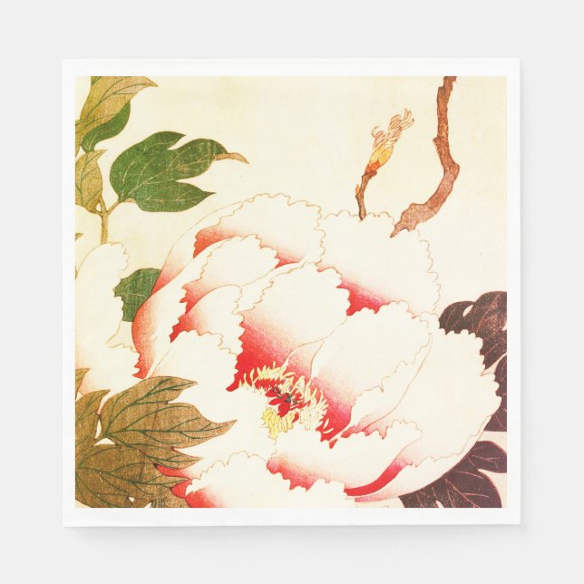 ZOLLPAPIER NAPKIN WEISSE BLUME SERVIETTE (Vorderseite)
