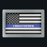 Zollpolizei Thin Blue Line Polizei Rechteckige Gürtelschnalle<br><div class="desc">Personalisierter Polizeibeamter Thin Blue Line USA Flag Polizei Abteilung Geschenke!</div>