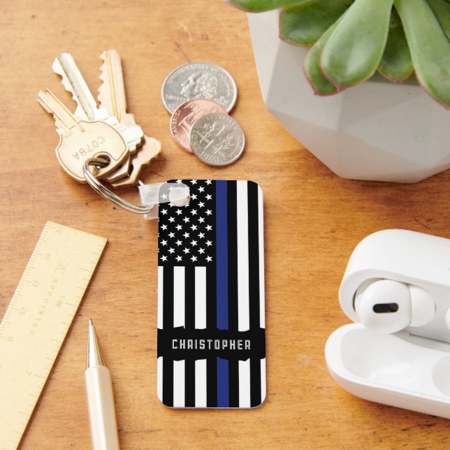 Zollpolizei Thin Blue Line Polizei Schlüsselanhänger (Schreibtisch)
