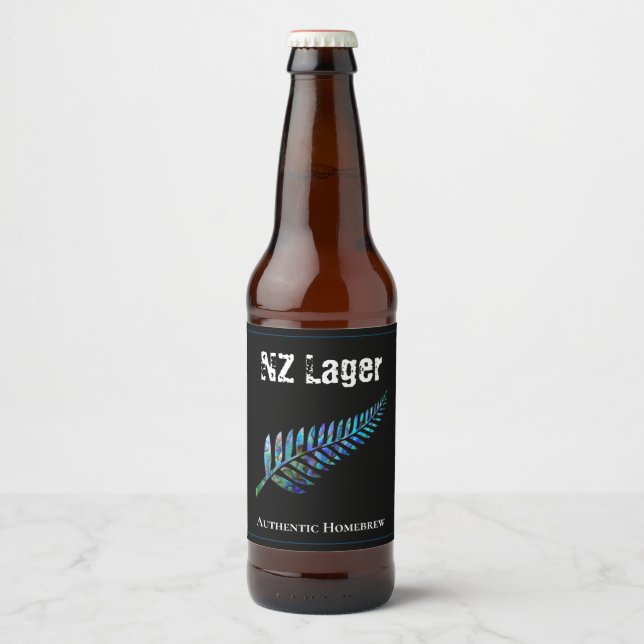 ZOLLRECHTLICH NEUSEELAND FERN BIERFLASCHENETIKETT (Vorderseite)