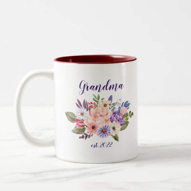 ZOLLSTÄNDIGES Oma Datum - Erstmaliges Oma Zweifarbige Tasse (Links)