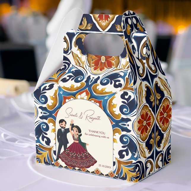 Zolltarife für indische Gastgeschenke Hochzeiten i Geschenkschachtel (Mehndi and sangeet Indian wedding favors customized printed Favor Boxes cute cartoon characters)