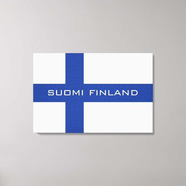 Zollumhüllte Leinwand mit finnischer Flagge (Vorderseite)