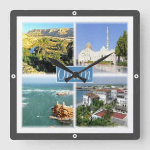 zOM005 OMAN Collage, Asien, Quadratische Wanduhr